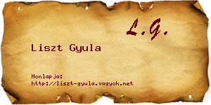 Liszt Gyula névjegykártya